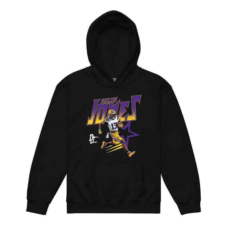 Dilin Jones Illustration Youth Hoodie White - Black